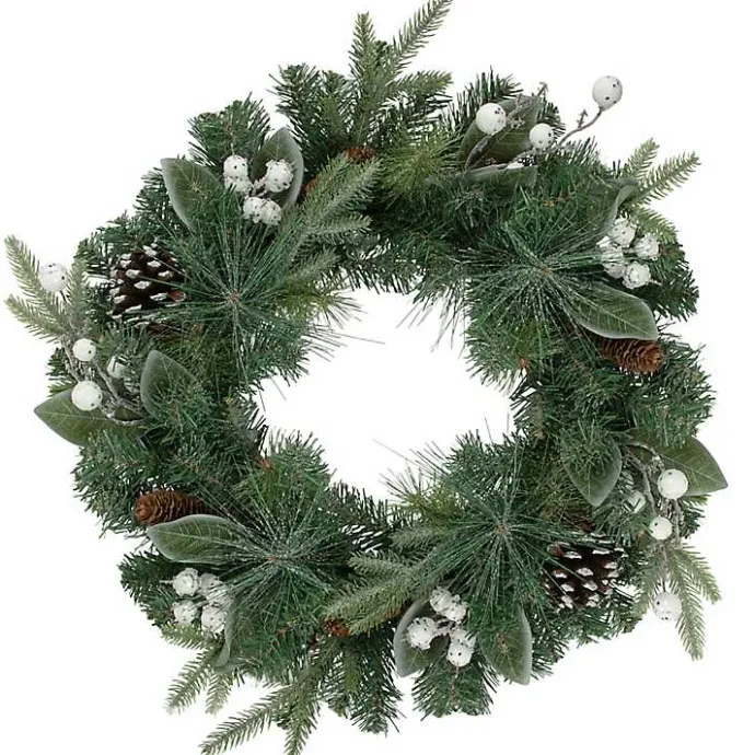 Hot Kirklands Home Glitter Frost Berry Pine Christmas Wreath