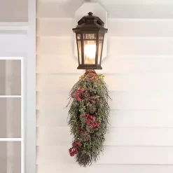 Clearance Kirklands Home Glitter Pinecone and Berry Teardrop Swag