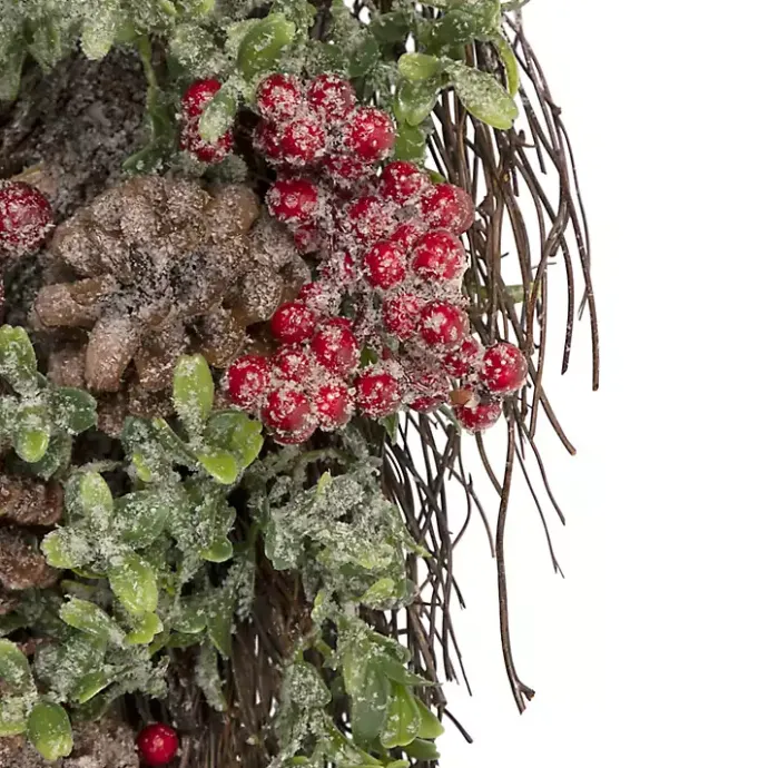 Clearance Kirklands Home Glitter Pinecone and Berry Teardrop Swag