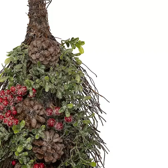 Clearance Kirklands Home Glitter Pinecone and Berry Teardrop Swag