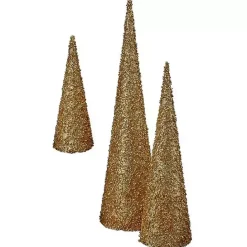 Best Kirklands Home Glittered Cone Tabletop Trees, Set of 3 Gold