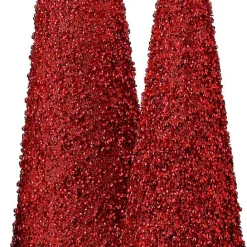 Best Kirklands Home Glitte Cone Tabletop Trees, Set of 3 Red