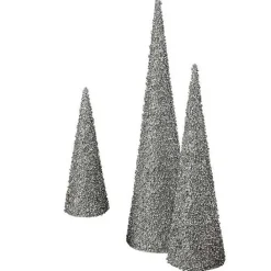 Clearance Kirklands Home Glittered Cone Tabletop Trees, Set of 3 Silver