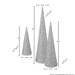 Clearance Kirklands Home Glittered Cone Tabletop Trees, Set of 3 Silver