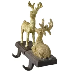 Hot Kirklands Home Glittery Gold Reindeer Stocking Holders, Set of 2