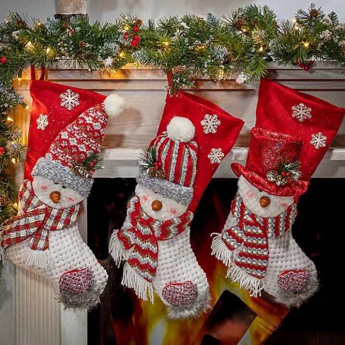 Best Kirklands Home Glittery Red Snowman Stockings, Set of 3