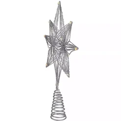 Clearance Kirklands Home Glittery Geo Star Pre-Lit LED Tree Topper Silver