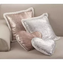 Clearance Kirklands Home Glittery Silver Sherpa Sequins Throw Pillow