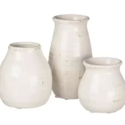 Sale Kirklands Home Glossy Curved Vases, Set of 3 White
