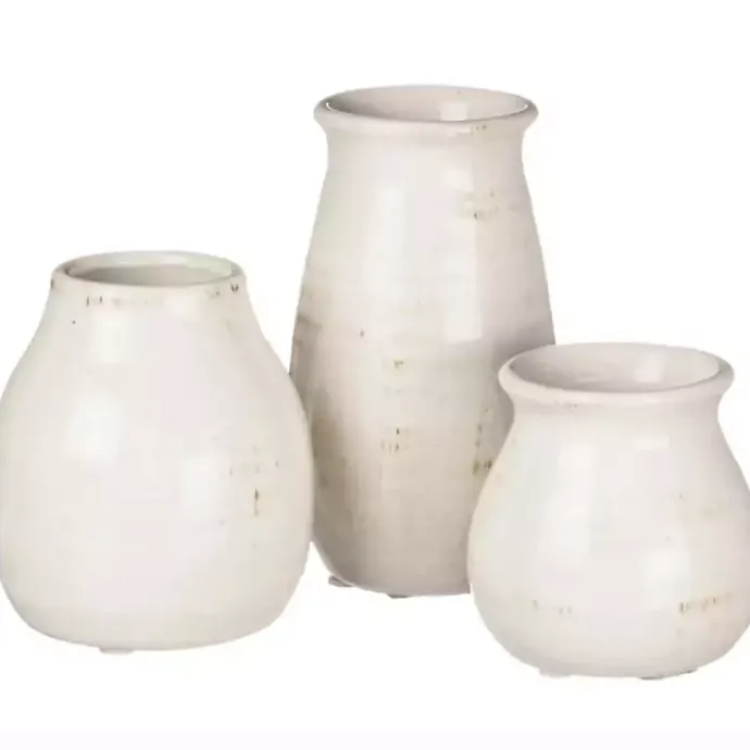 Sale Kirklands Home Glossy Curved Vases, Set of 3 White