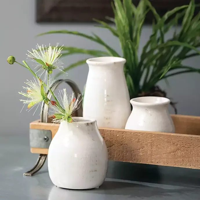 Sale Kirklands Home Glossy Curved Vases, Set of 3 White