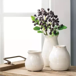 Sale Kirklands Home Glossy Curved Vases, Set of 3 White