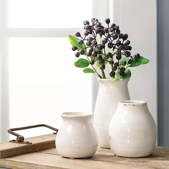 Sale Kirklands Home Glossy Curved Vases, Set of 3 White