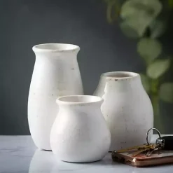 Sale Kirklands Home Glossy Curved Vases, Set of 3 White