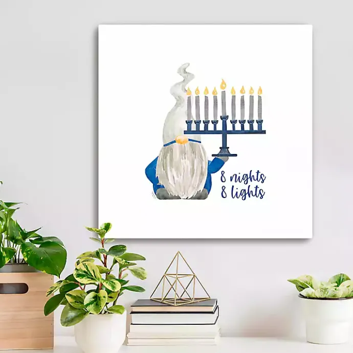 Hot Kirklands Home Gnome with Menorah Canvas Art Print