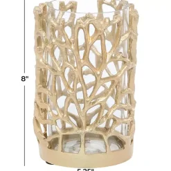 Discount Kirklands Home Aluminum Coral Hurricane, 8 in. Gold