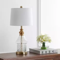 Best Kirklands Home Gold and Clear Bubble Glass Table Lamp White