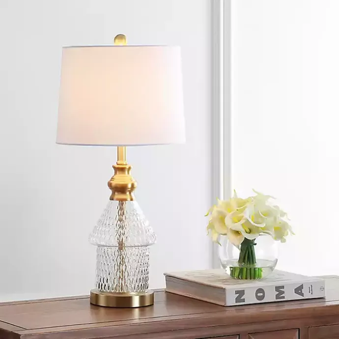 Best Kirklands Home Gold and Clear Bubble Glass Table Lamp White