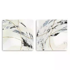 Online Kirklands Home Gold and Cream Abstract Canvas Prints, Set of 2 Ivory