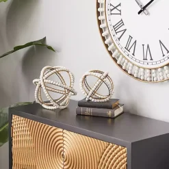 Online Kirklands Home Gold and Ivory Wooden Bead 2-pc. Orb Set