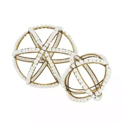 Online Kirklands Home Gold and Ivory Wooden Bead 2-pc. Orb Set