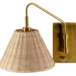 Outlet Kirklands Home Gold and Rattan Wall Sconce