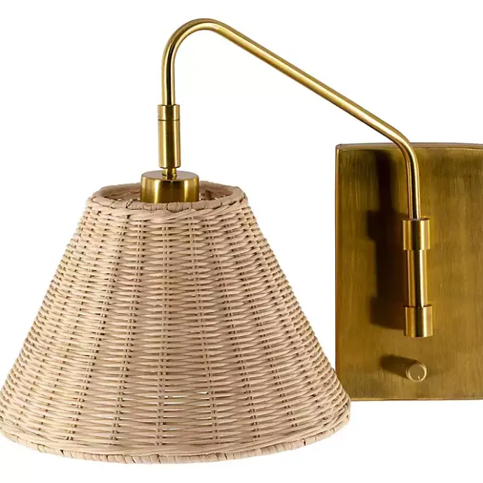 Outlet Kirklands Home Gold and Rattan Wall Sconce