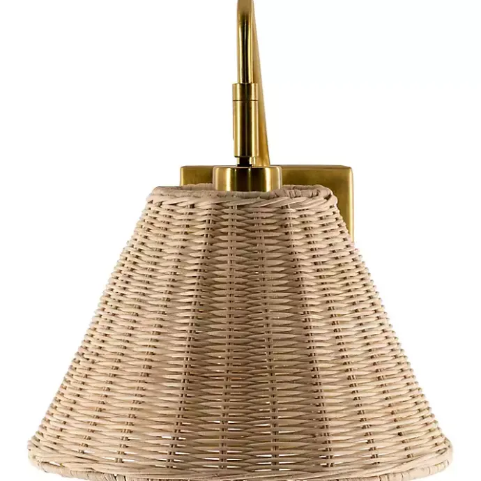 Outlet Kirklands Home Gold and Rattan Wall Sconce
