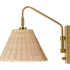 Outlet Kirklands Home Gold and Rattan Wall Sconce