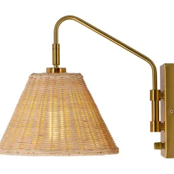 Outlet Kirklands Home Gold and Rattan Wall Sconce