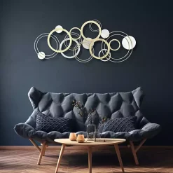 Hot Kirklands Home Gold and Silver Metal Multi Ring Wall Plaque