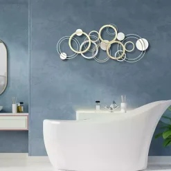 Hot Kirklands Home Gold and Silver Metal Multi Ring Wall Plaque