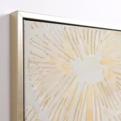 Hot Kirklands Home Gold and White Abstract Framed Canvas Art Print