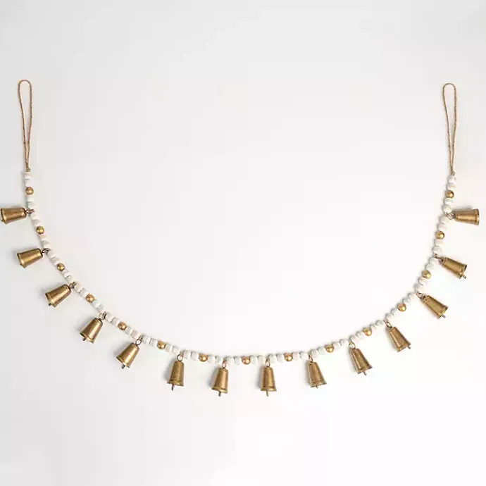Clearance Kirklands Home Gold and White Beaded Bell Garland