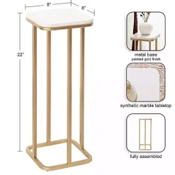 Kirklands Home and White Credele Accent Table Gold
