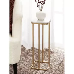 Kirklands Home and White Credele Accent Table Gold