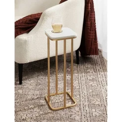 Kirklands Home and White Credele Accent Table Gold