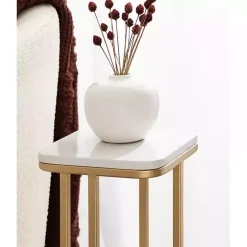 Kirklands Home and White Credele Accent Table Gold