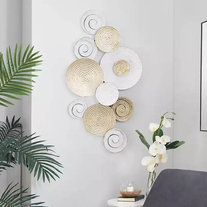 Sale Kirklands Home Gold and White Round Layered Plates Wall Sculpture