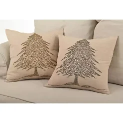 Kirklands Home Gold Beaded Christmas Tree Pillow