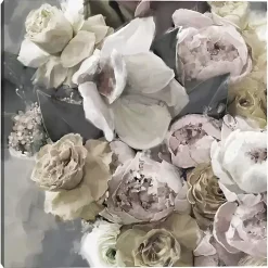 Kirklands Home Gold Blushing Blooms Canvas Art Print