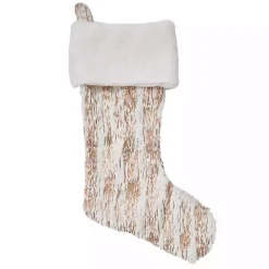 New Kirklands Home Gold Brushed Faux Fur Stocking