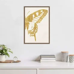 New Kirklands Home Gold Butterfly Wings Framed Canvas Art Print