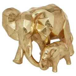 New Kirklands Home Carved Elephant Family Statue Gold