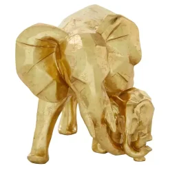 New Kirklands Home Carved Elephant Family Statue Gold