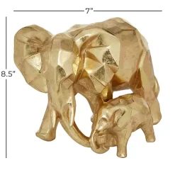 New Kirklands Home Carved Elephant Family Statue Gold
