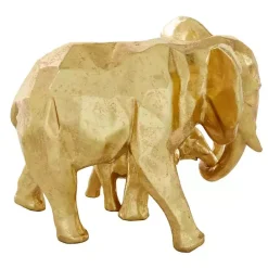 New Kirklands Home Carved Elephant Family Statue Gold