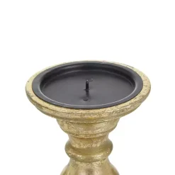 Online Kirklands Home Carved Mango Wood Candle Holders, Set of 3 Gold