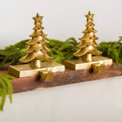 New Kirklands Home Christmas Tree Stocking Holders, Set of 2 Gold