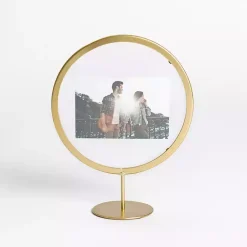 New Kirklands Home Circular Floating Picture Frame Stand, 4x6 Gold